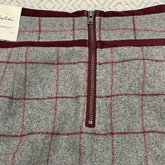 NWT Bob Timberlake Grey & Maroon Plaid Wool Blend Mini Skirt Clueless Vi… - Picture 3 of 12